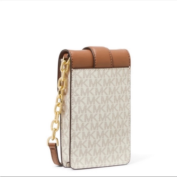 Michael Kors Carmen Small Logo Smartphone Crossbody Bag Vanilla - Picture 4 of 4